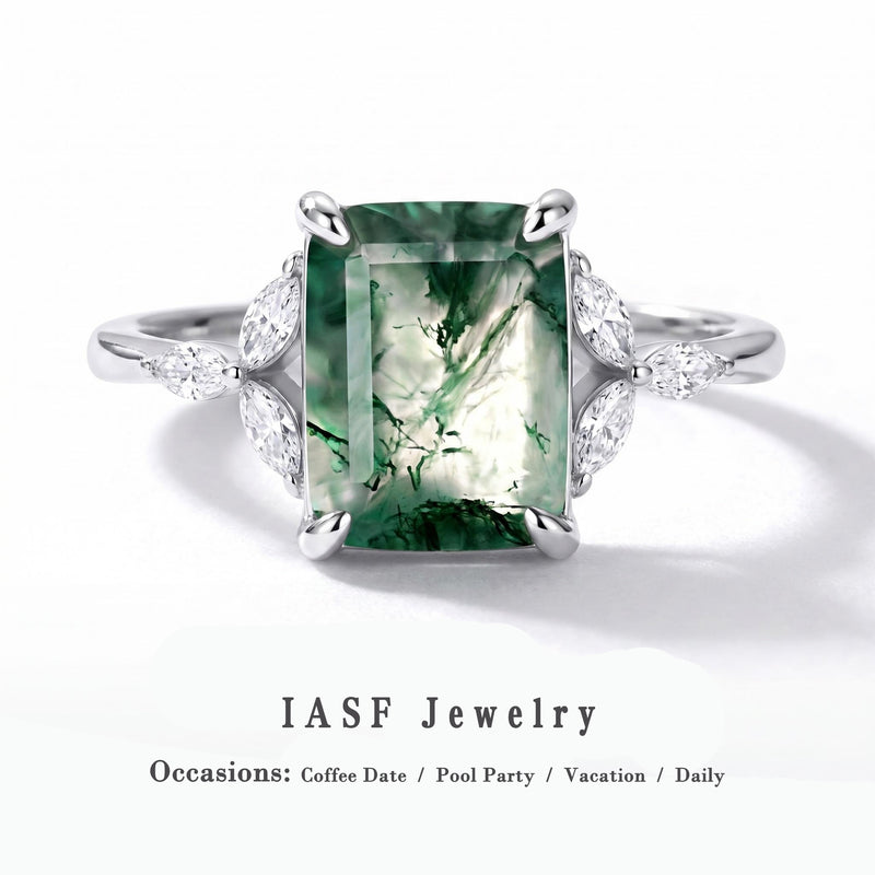 Natural Moss Agate Ring | Handmade jewelry