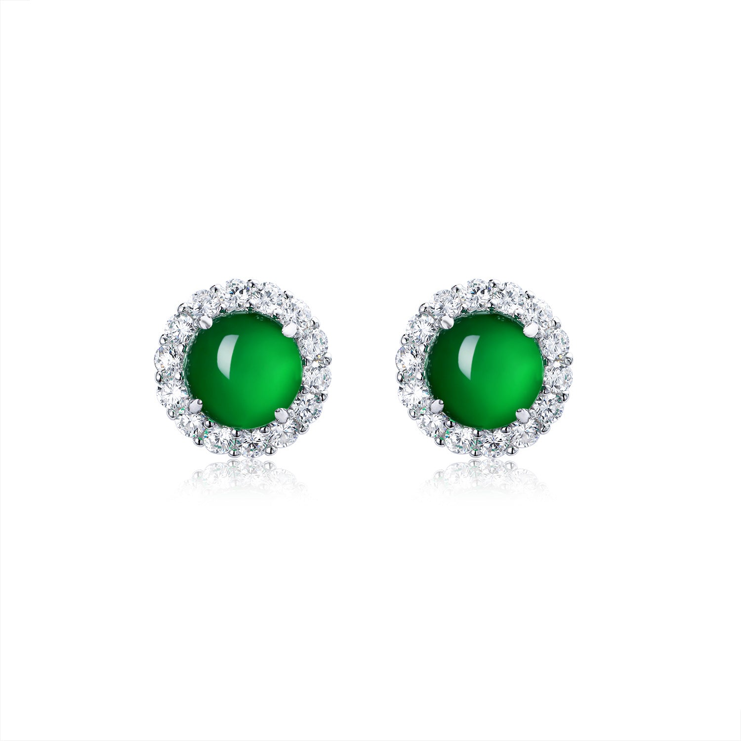Natural Jade Stud Earrings | 925 Sterling Silver | Elegant Everyday Earrings