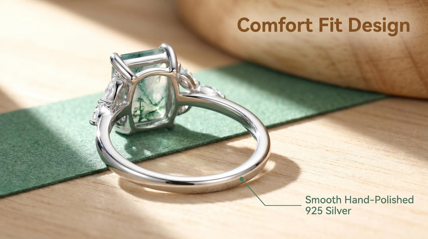 Natural Moss Agate Ring | Handmade jewelry 925 Sterling Silver