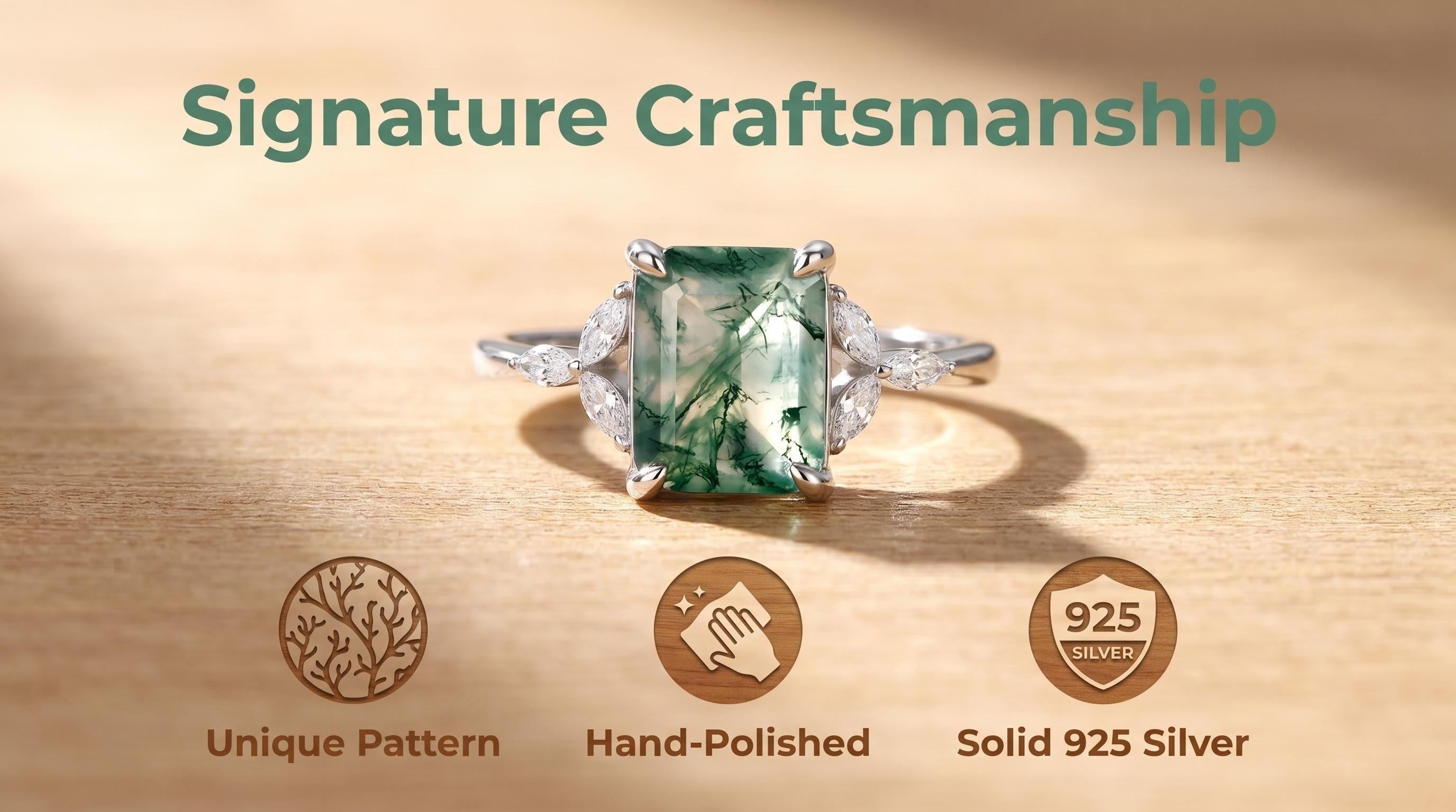 Natural Moss Agate Ring | Handmade jewelry 925 Sterling Silver
