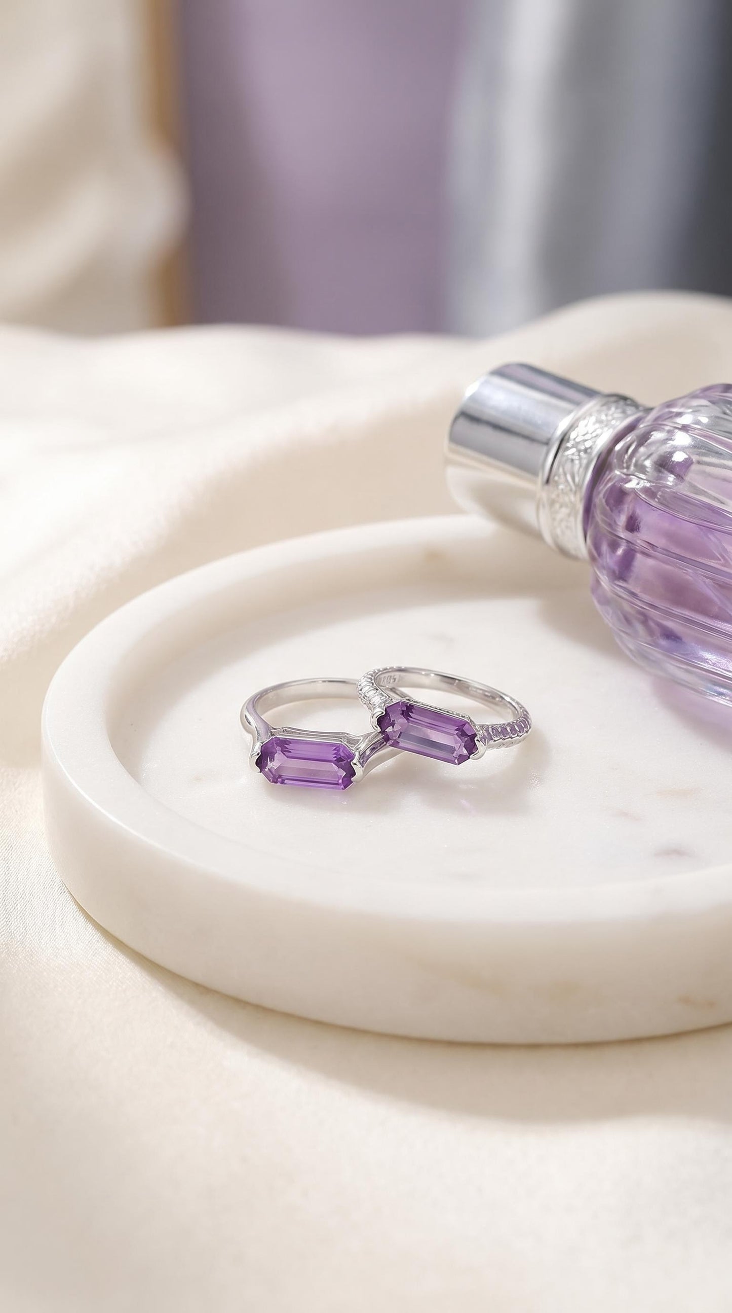 Simple Amethyst Ring | 925 Sterling Silver | Minimalist Cool Style Ring