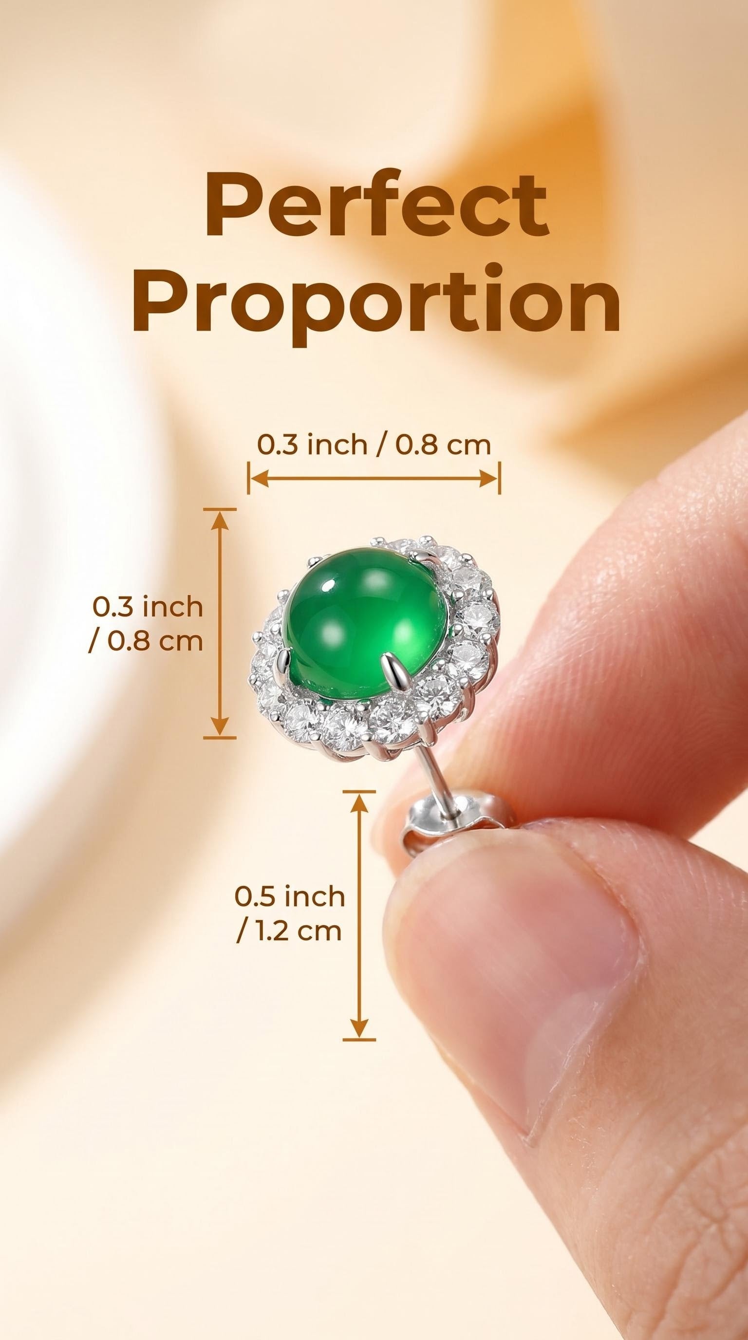 Natural Jade Stud Earrings | 925 Sterling Silver | Elegant Everyday Earrings