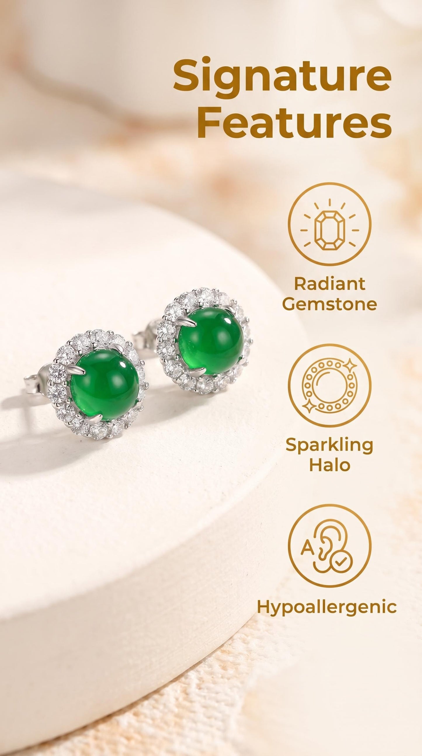 Natural Jade Stud Earrings | 925 Sterling Silver | Elegant Everyday Earrings