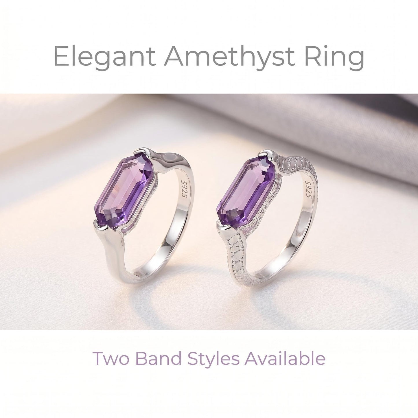 Simple Amethyst Ring | 925 Sterling Silver | Minimalist Cool Style Ring
