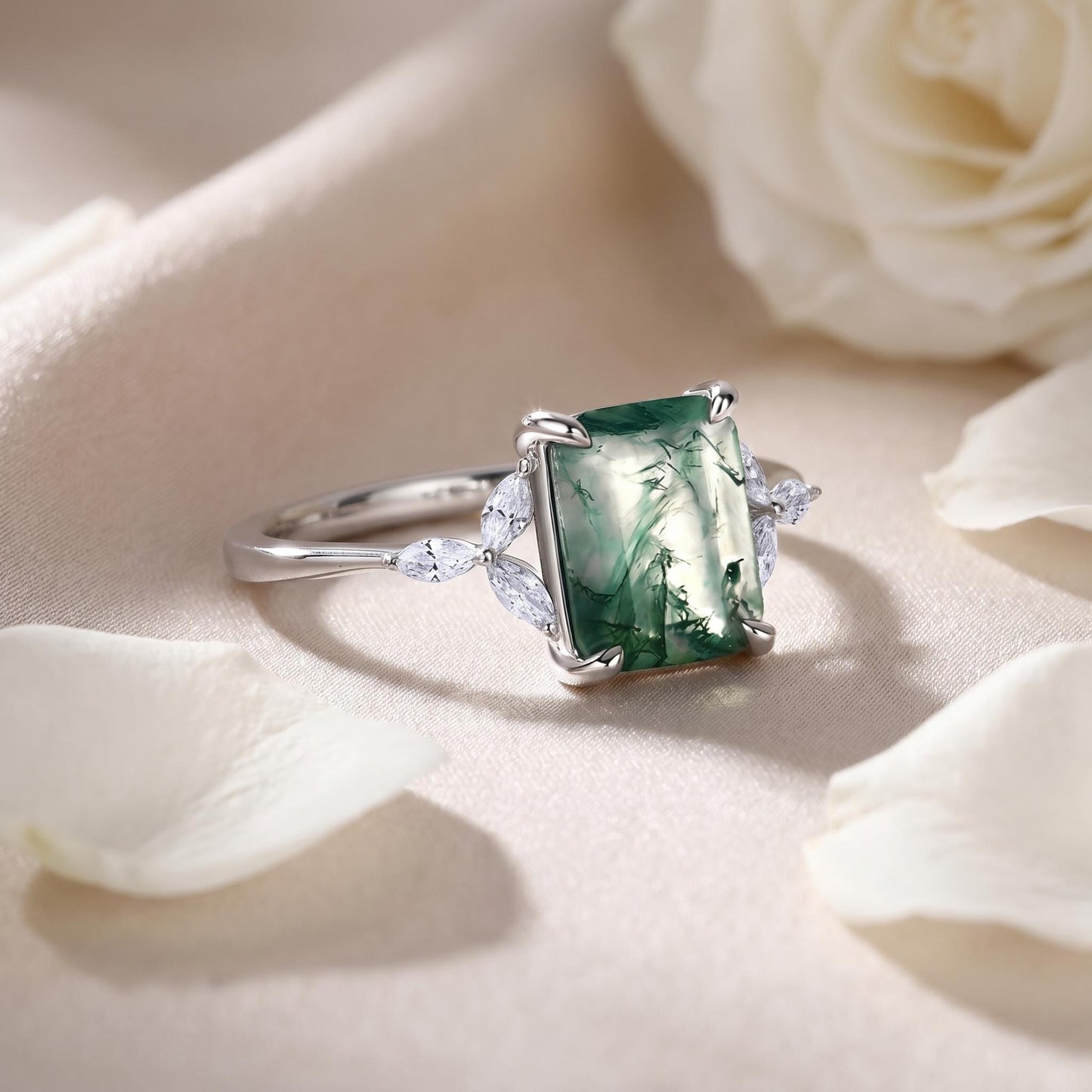 Natural Moss Agate Ring | Handmade jewelry 925 Sterling Silver