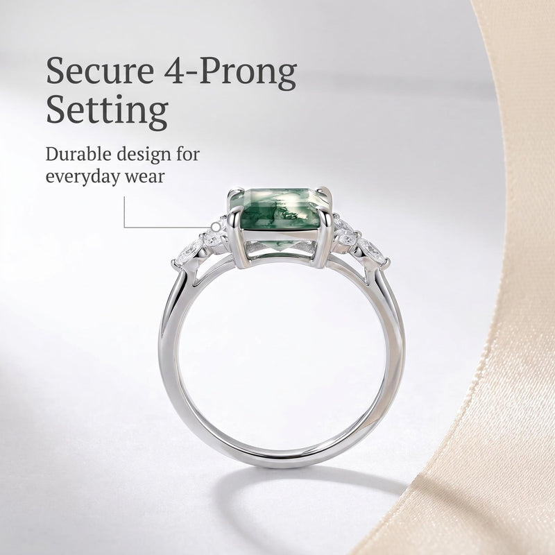 Natural Moss Agate Ring | Handmade jewelry