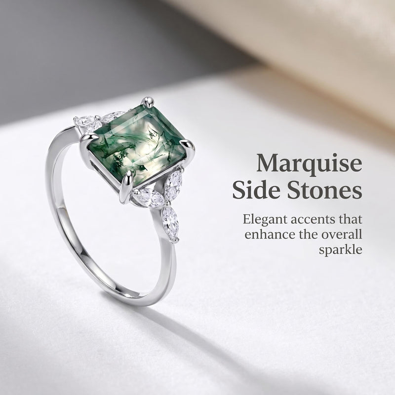 Natural Moss Agate Ring | Handmade jewelry