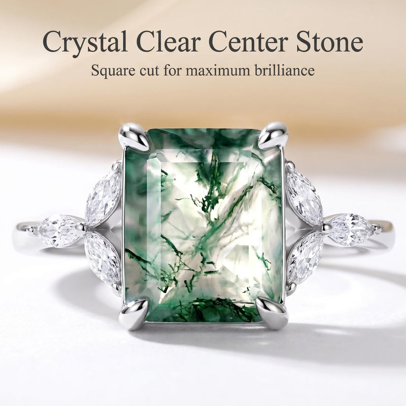 Natural Moss Agate Ring | Handmade jewelry