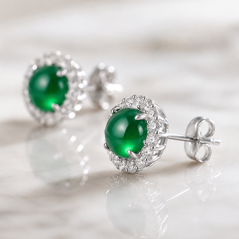 Natural  Chalcedony Stud Earrings | 925 Sterling Silver