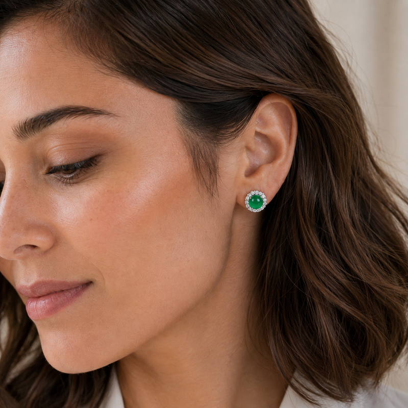 Natural  Chalcedony Stud Earrings | 925 Sterling Silver