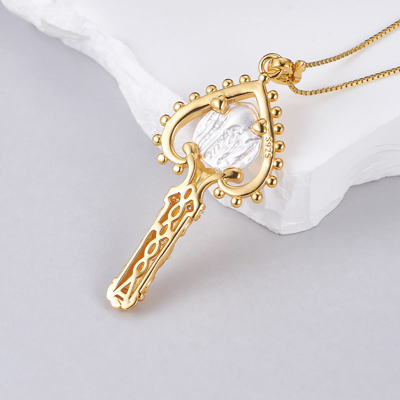 925 Sterling Silver Elephant Ancient Coin Key Pendant Necklace - Greek Design