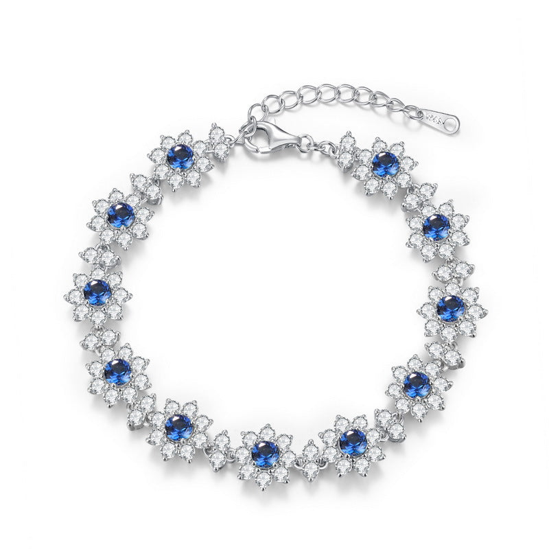 S925 Sterling Silver Cultivated Emerald Full Diamond Bracelet