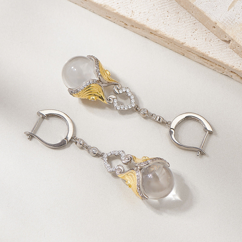 Statement Crystal Fringe Earrings - 925 Silver Clip-Ons for Effortless Glamour