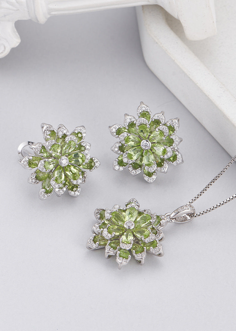 925 Sterling Silver Amethyst Flower Stud Earrings