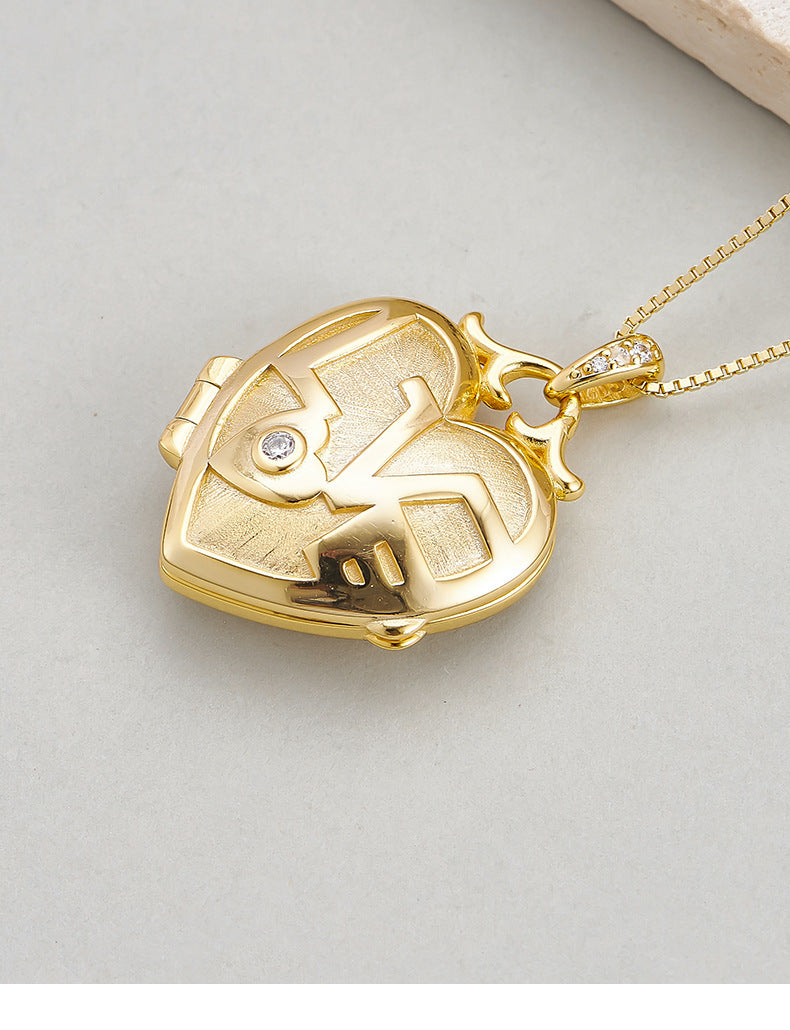 Love Photo Box Pendant - 925 Silver Couple Memorial Necklace - Unisex Accessory