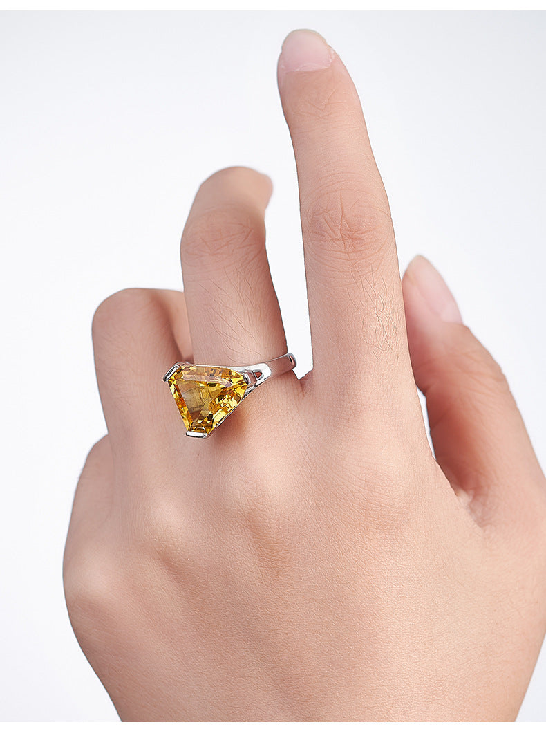 Office to Evening Citrine Ring - Adjustable 925 Silver with Natural Gemstone - Minimalist Heirloom Jewelry