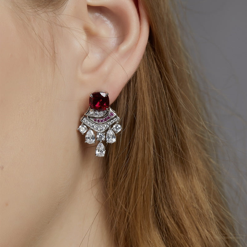 Butterfly Earrings - 925 Silver Gold-Plated - Green Zircon Pearl Inlaid