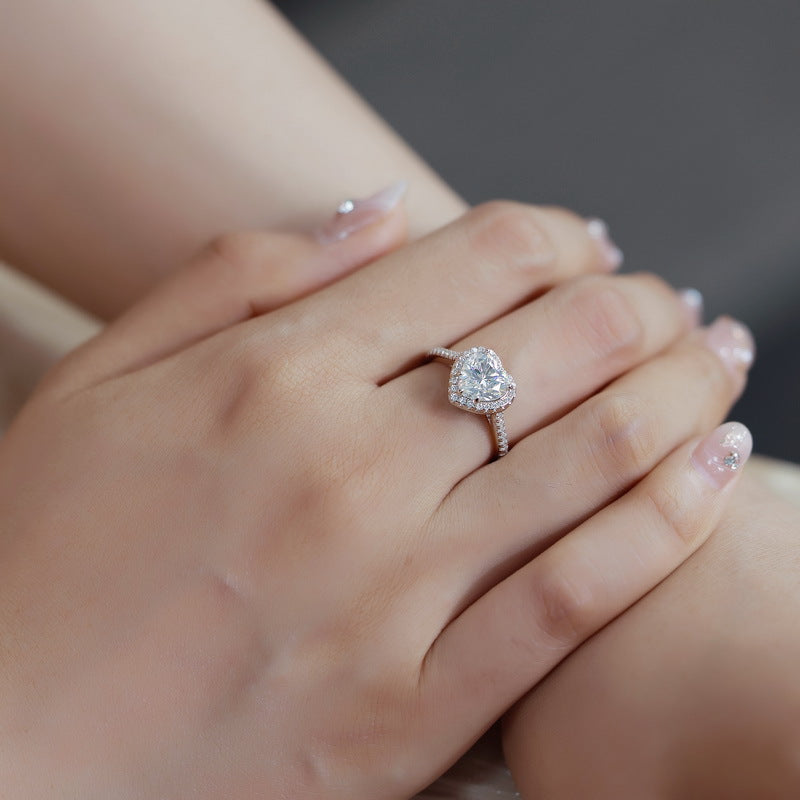 Cute Moissanite Ring - 925 Silver Mozzarella Diamond - Fashion Women's Ring