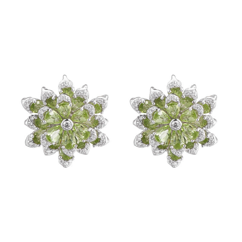 925 Sterling Silver Amethyst Flower Stud Earrings