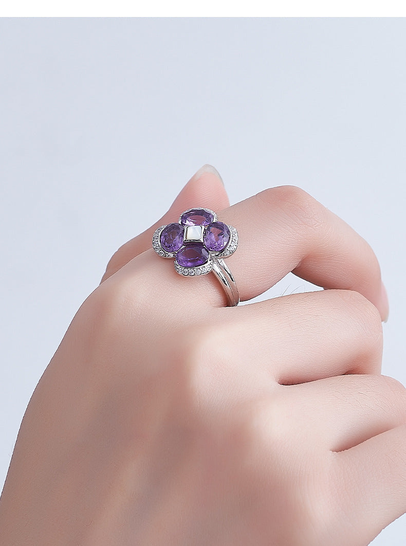 925 Sterling Silver Faceted Amethyst Ring