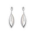 925 Sterling Silver White Shell Marquise Stud Earrings - Vintage Design