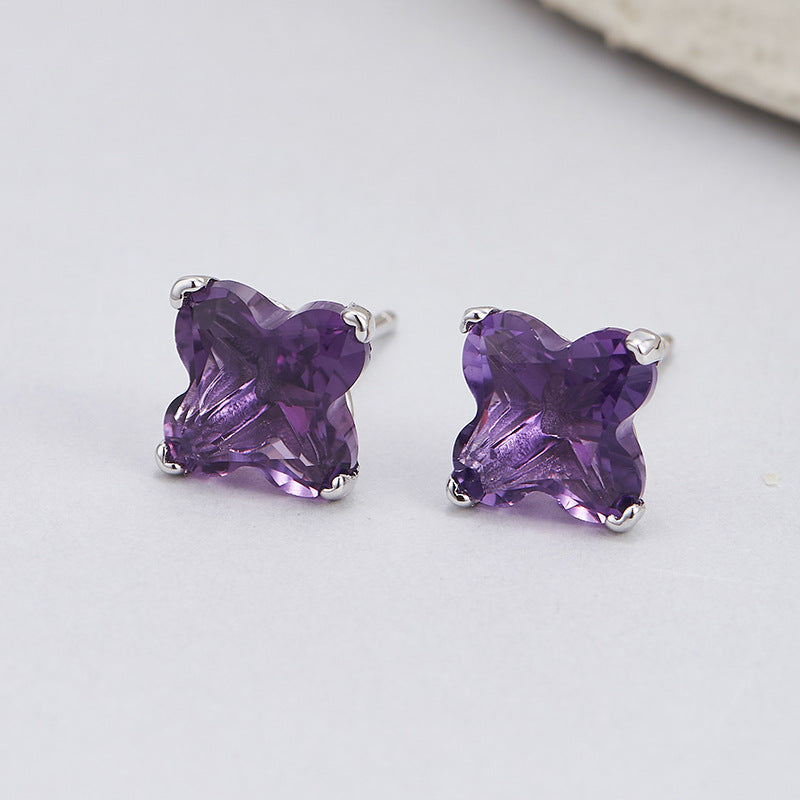 S925 silver natural amethyst ring, high-end exquisite and versatile open index finger ring women's jewelry gift