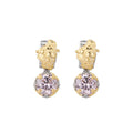 925 Sterling Silver Pink Crystal Stud Earrings - Luxury Vintage Design