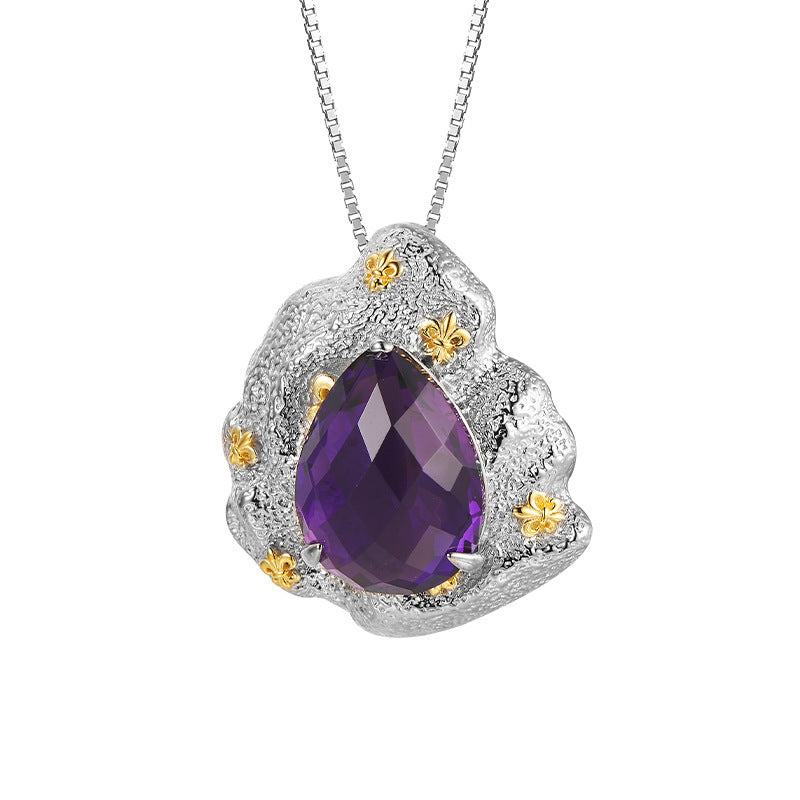 925 Sterling Silver Amethyst Flower Stud Earrings - Vintage Court Style