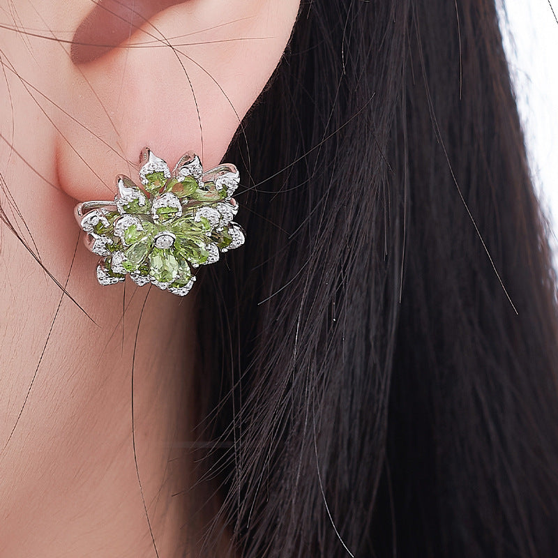 925 Sterling Silver Amethyst Flower Stud Earrings