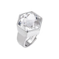 S925 silver rhombus white crystal heavy industry open ring design sense versatile temperament geometric stud earrings jewelry
