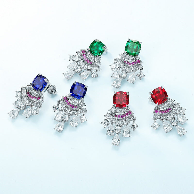 Butterfly Earrings - 925 Silver Gold-Plated - Green Zircon Pearl Inlaid