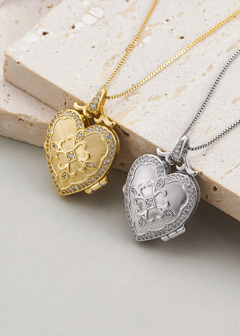 Love Photo Box Pendant - 925 Silver Couple Memorial Necklace - Unisex Accessory