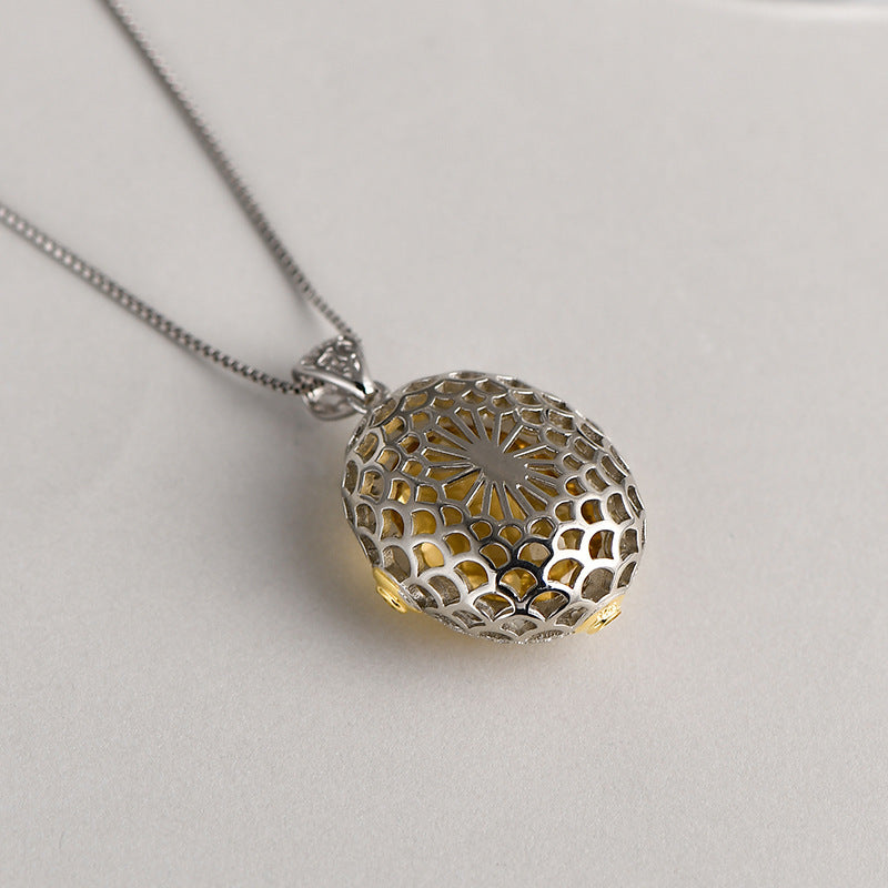 Oval Natural Amethyst Pendant - 925 Silver Niche Design - Fashionable Collarbone Chain