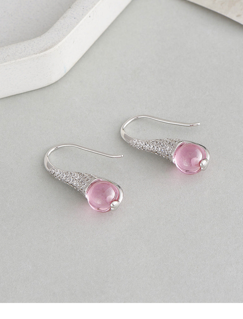 925 Sterling Silver Amethyst Flower Dangle Earrings - Vintage Design