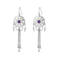 925 Sterling Silver Dreamcatcher Tassel Dangle Earrings - Bohemian Design
