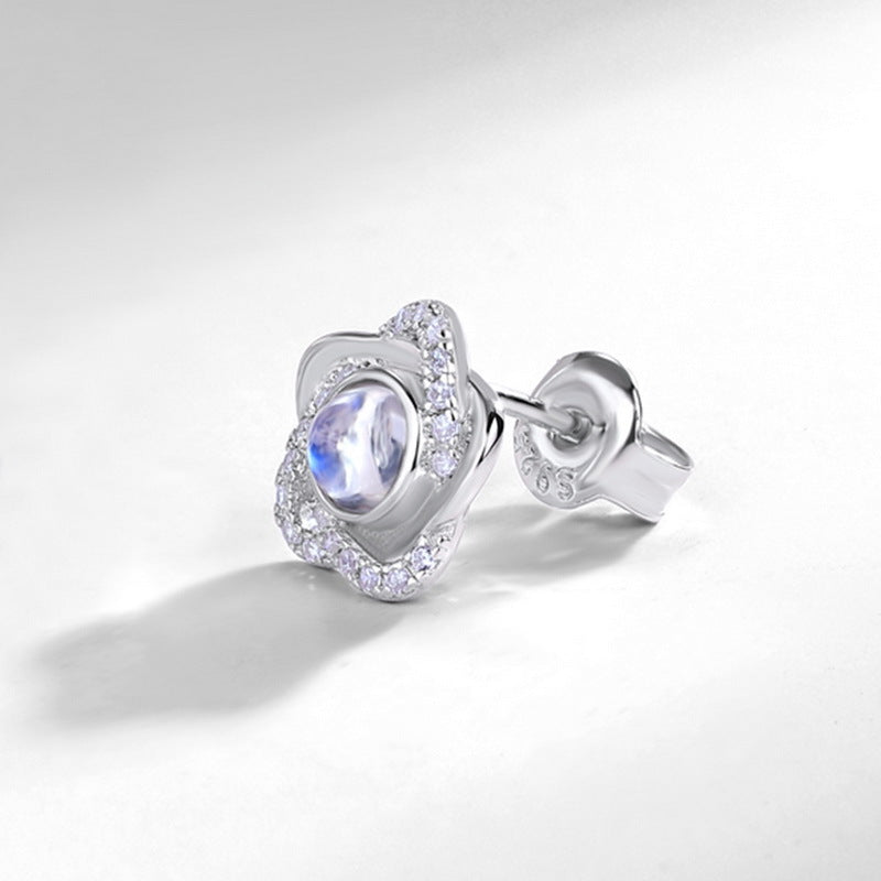 Feather Cultivation Ruby Earrings - 925 Silver Exaggerated - Retro Cold Wind Design