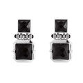 925 Sterling Silver Square Faceted Black Onyx Stud Earrings