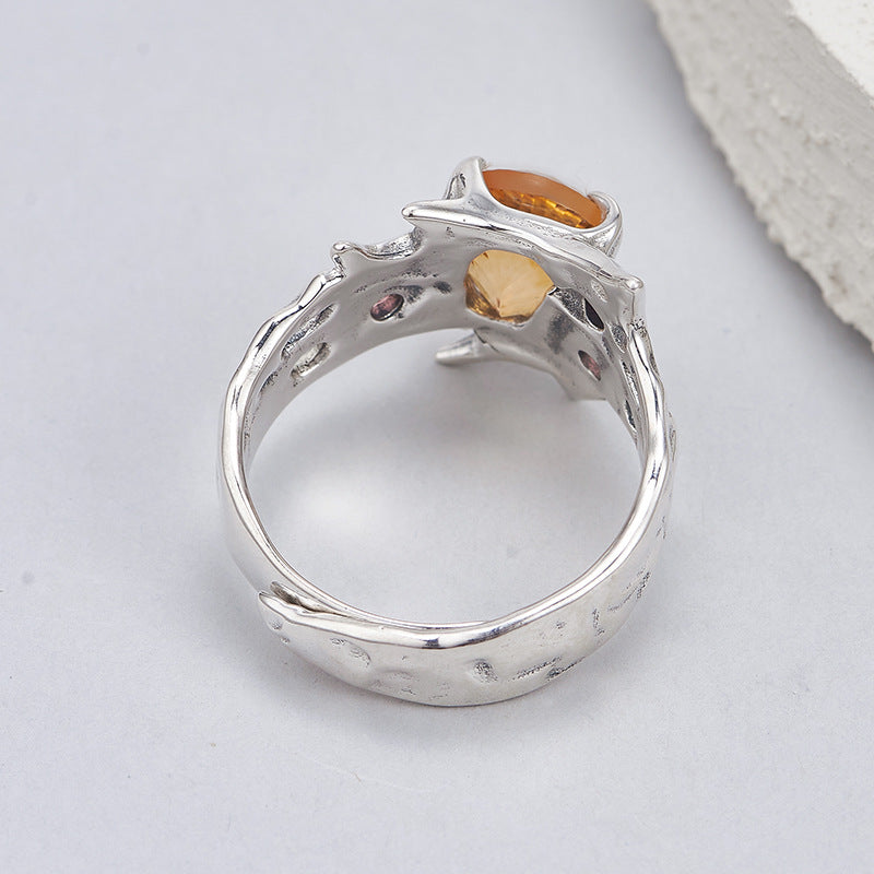 Citrine Open Ring | 925 Sterling Silver | Super Seven Crystal Ring