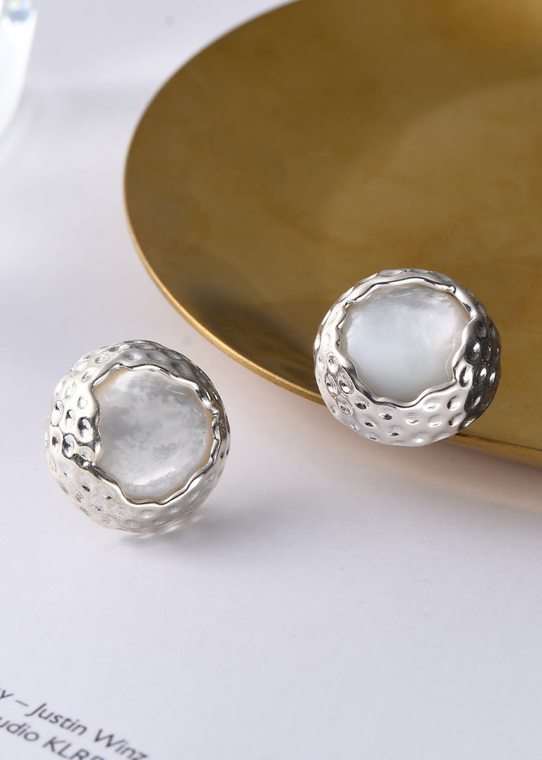 925 Sterling Silver Amethyst Flower Stud Earrings - French Vintage