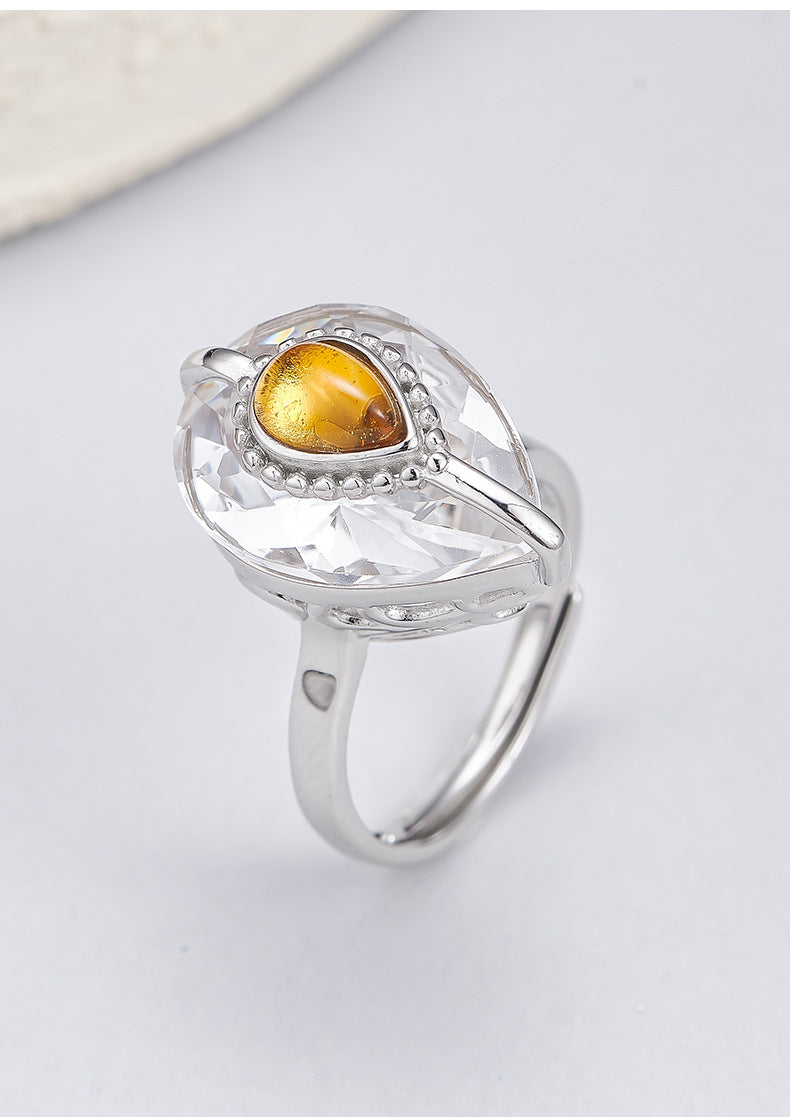 Teardrop Quartz Ring - Pure 925 Silver for Effortless Elegance - Your Everyday French Luxury