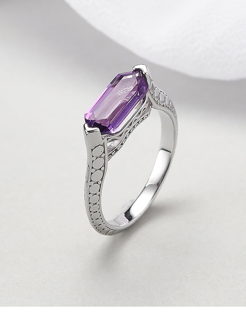 Simple Amethyst Ring | 925 Sterling Silver | Minimalist Cool Style Ring