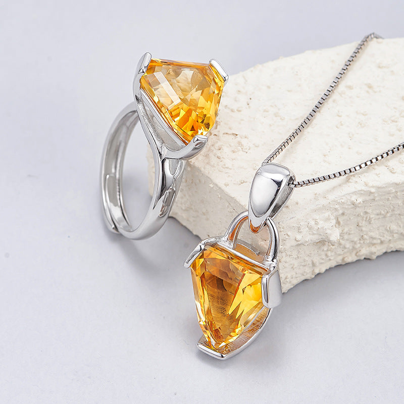 Office to Evening Citrine Ring - Adjustable 925 Silver with Natural Gemstone - Minimalist Heirloom Jewelry