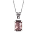 S925 Sterling Silver Morganite Square earrings rings Pendant Necklace Set