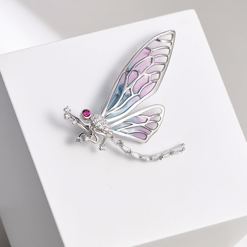 Dragonfly Brooch Pin - 925 Sterling Silver Statement Jewelry for Coat & Jacket