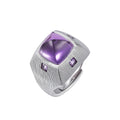 925 Sterling Silver Brushed Amethyst Diamond-Shaped Open Ring
