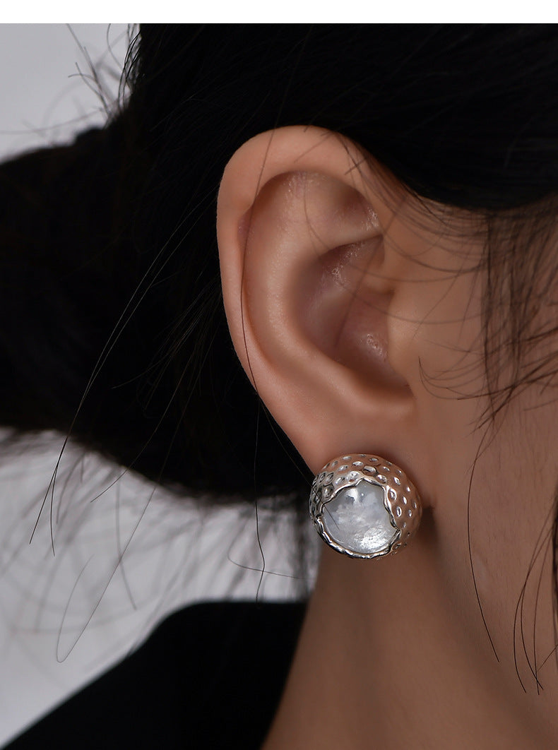925 Sterling Silver Amethyst Flower Stud Earrings - French Vintage