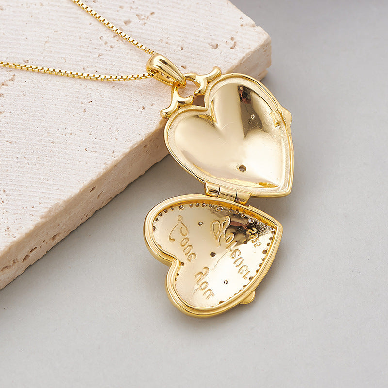 Love Photo Box Pendant - 925 Silver Couple Memorial Necklace - Unisex Accessory