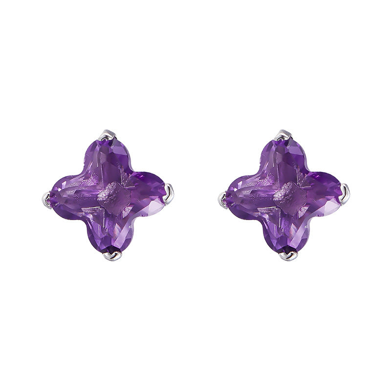 S925 silver natural amethyst ring, high-end exquisite and versatile open index finger ring women's jewelry gift