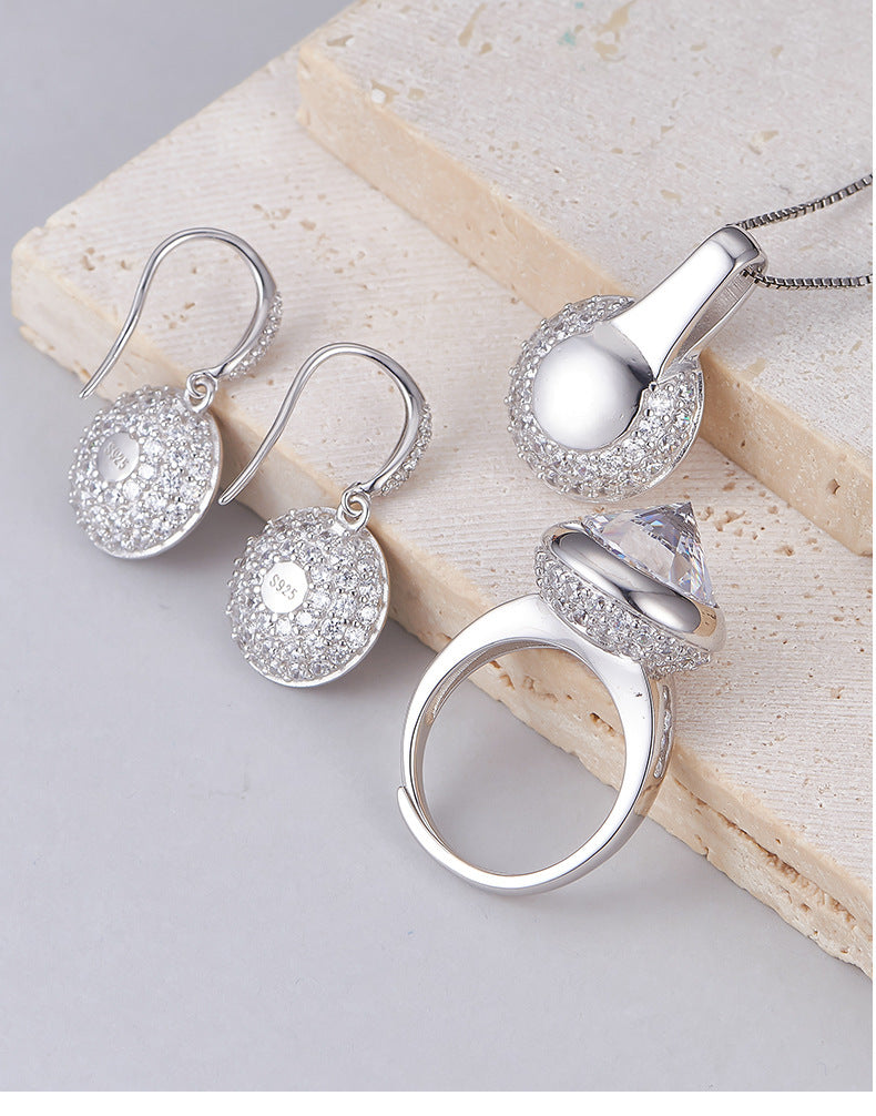925 Sterling Silver Geometric Cone Open Ring - French Design