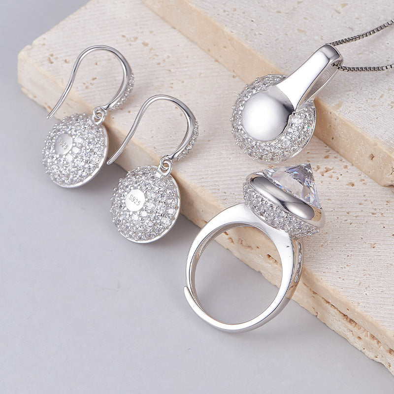 925 Sterling Silver Geometric Cone Open Ring - French Design